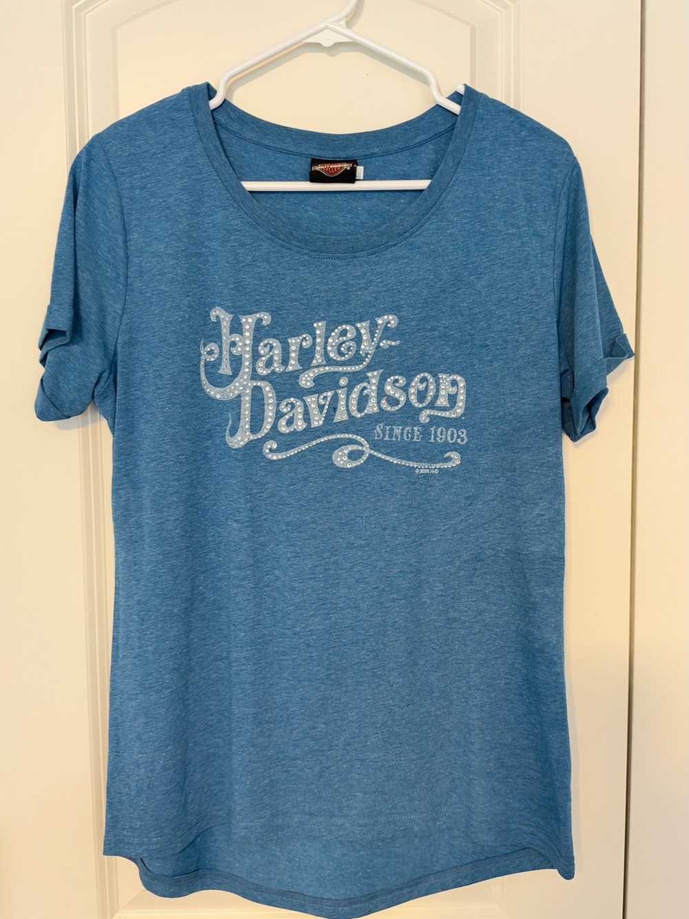 Harley-Davidson Women's Heather Blue Bling Logo Tee